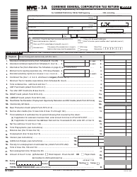 Document preview: Form NYC-3A Combined General Corporation Tax Return - New York City, 2022