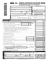 Document preview: Form NYC-4S-EZ General Corporation Tax Return - New York City, 2022