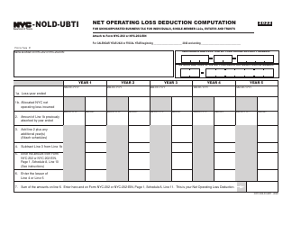 Form NYC-NOLD-UBTI Net Operating Loss Deduction Computation for Unincorporated Business Tax for Individuals, Single-Member Llcs, Estates and Trusts - New York City