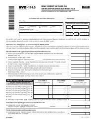 Document preview: Form NYC-114.5 Reap Credit Applied to Unincorporated Business Tax - New York City, 2022