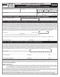 Document preview: Form NYC-579-UBTI Signature Authorization for E-Filed Unincorporated Business Tax Return for Individuals - New York City, 2022