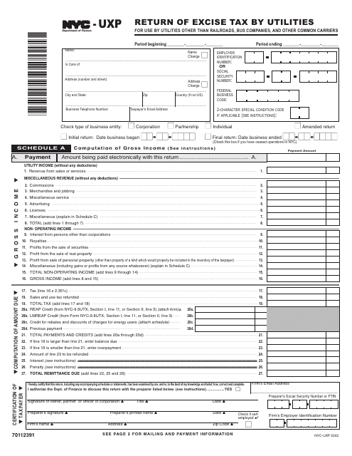 Form NYC-UXP 2022 Printable Pdf