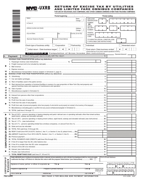 Form NYC-UXRB 2022 Printable Pdf
