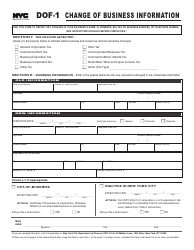 Form DOF-1 Change of Business Information - New York City
