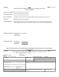 Form I-1120ES Corporation Estimated Income Tax Payment Vouchers - City of Ionia, Michigan