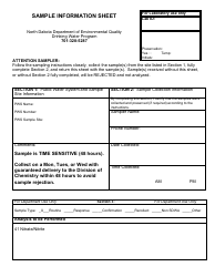 Document preview: Nitrate and Nitrite Sample Information Sheet - North Dakota