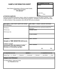 Document preview: Individual Nitrate/Nitrite Sample Information Sheet - North Dakota