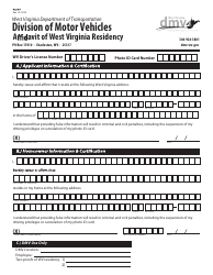 Document preview: Affidavit of West Virginia Residency - West Virginia