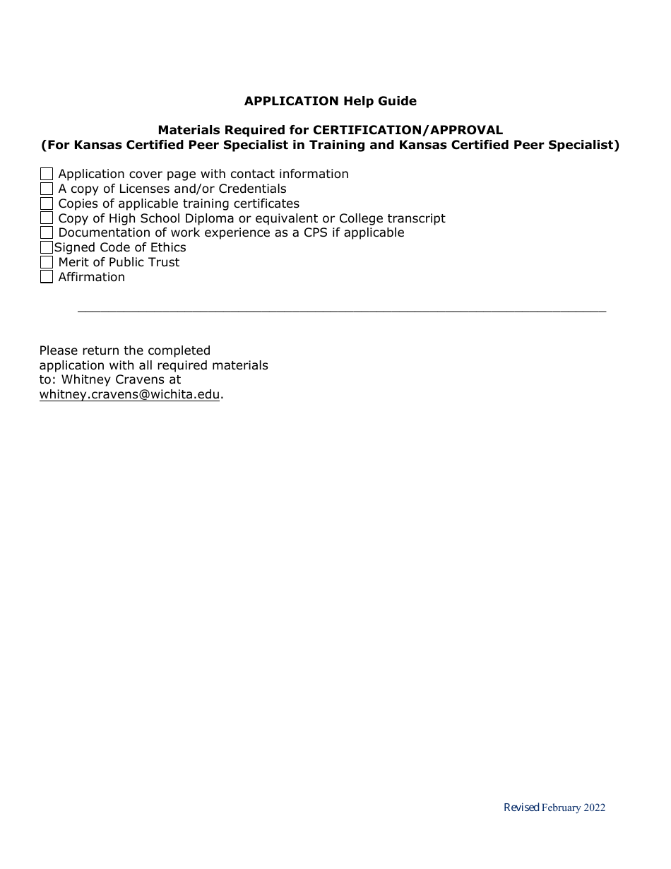 Application for Approval as a Kansas Certified Peer Specialist in Training - Kansas, Page 5
