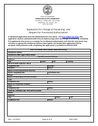 Document preview: Application for Change of Ownership and Request for Provisional Authorization - Tennessee