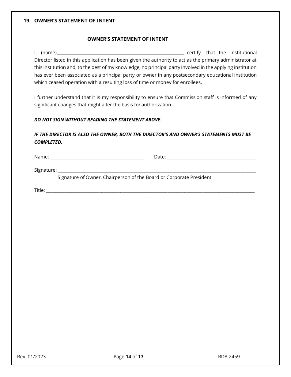 Application for Initial Authorization of a Postsecondary Educational Institution - Tennessee, Page 14