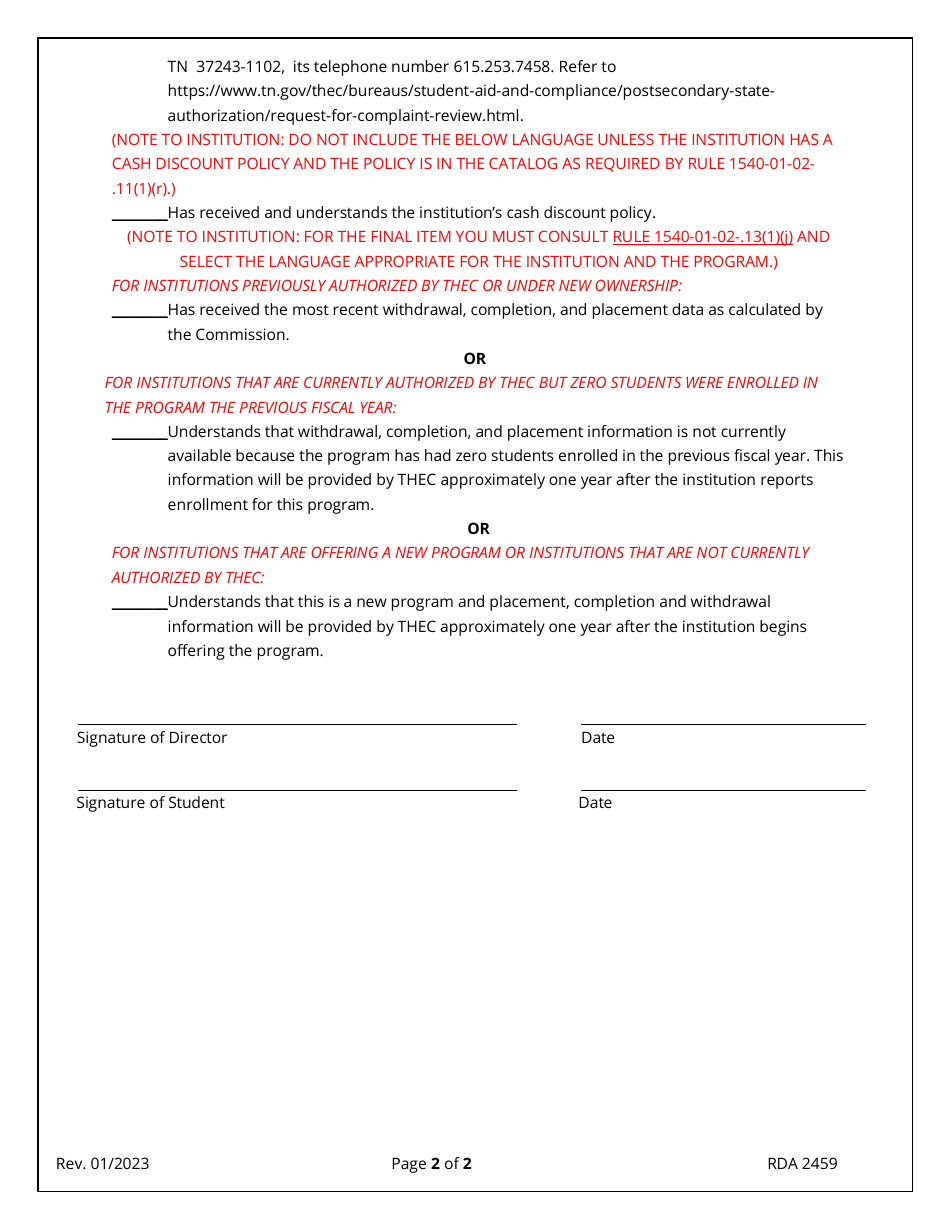 Application for Initial Authorization of a Postsecondary Educational Institution - Tennessee, Page 17