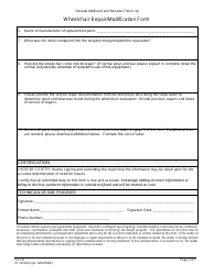 Form FA-1D Wheelchair Repair/Modification Form - Nevada, Page 2