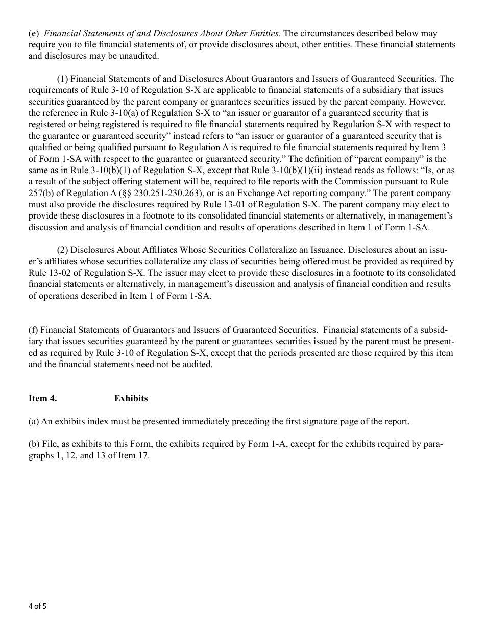 Form 1-SA (SEC Form 2914) Semiannual Report or Special Financial Report Pursuant to Regulation a, Page 4
