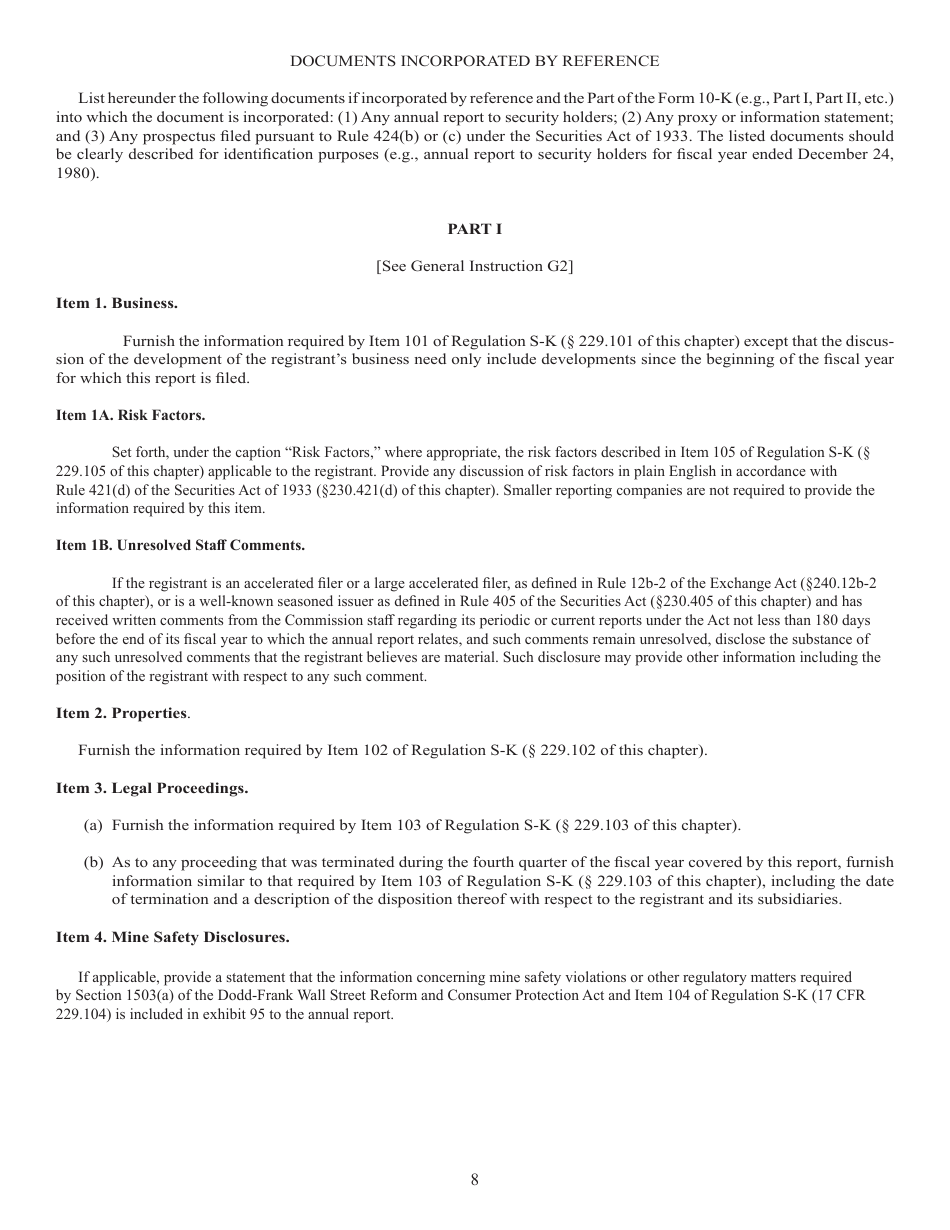 Form 10-K (SEC Form 1673) Annual Report Pursuant to Section 13 or 15(D) of the Securities Exchange Act of 1934, Page 8