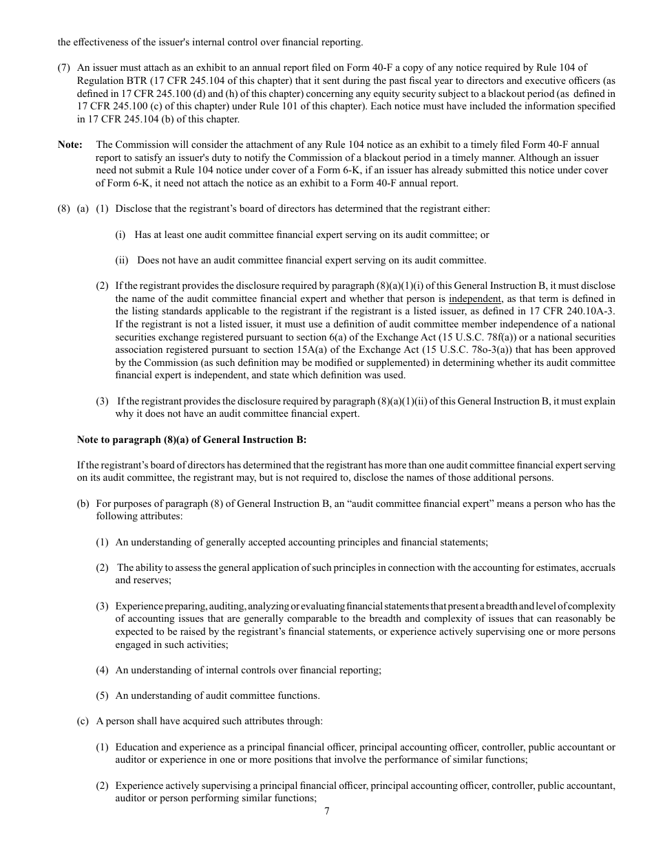 Form 40-F (SEC Form 2285) Registration Statement Pursuant to Section 12 or Annual Report Pursuant to Section 13(A) or 15(D), Page 7