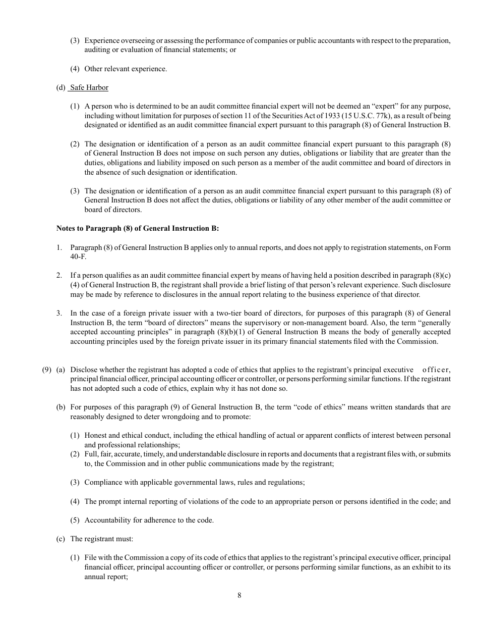 Form 40-F (SEC Form 2285) Registration Statement Pursuant to Section 12 or Annual Report Pursuant to Section 13(A) or 15(D), Page 8