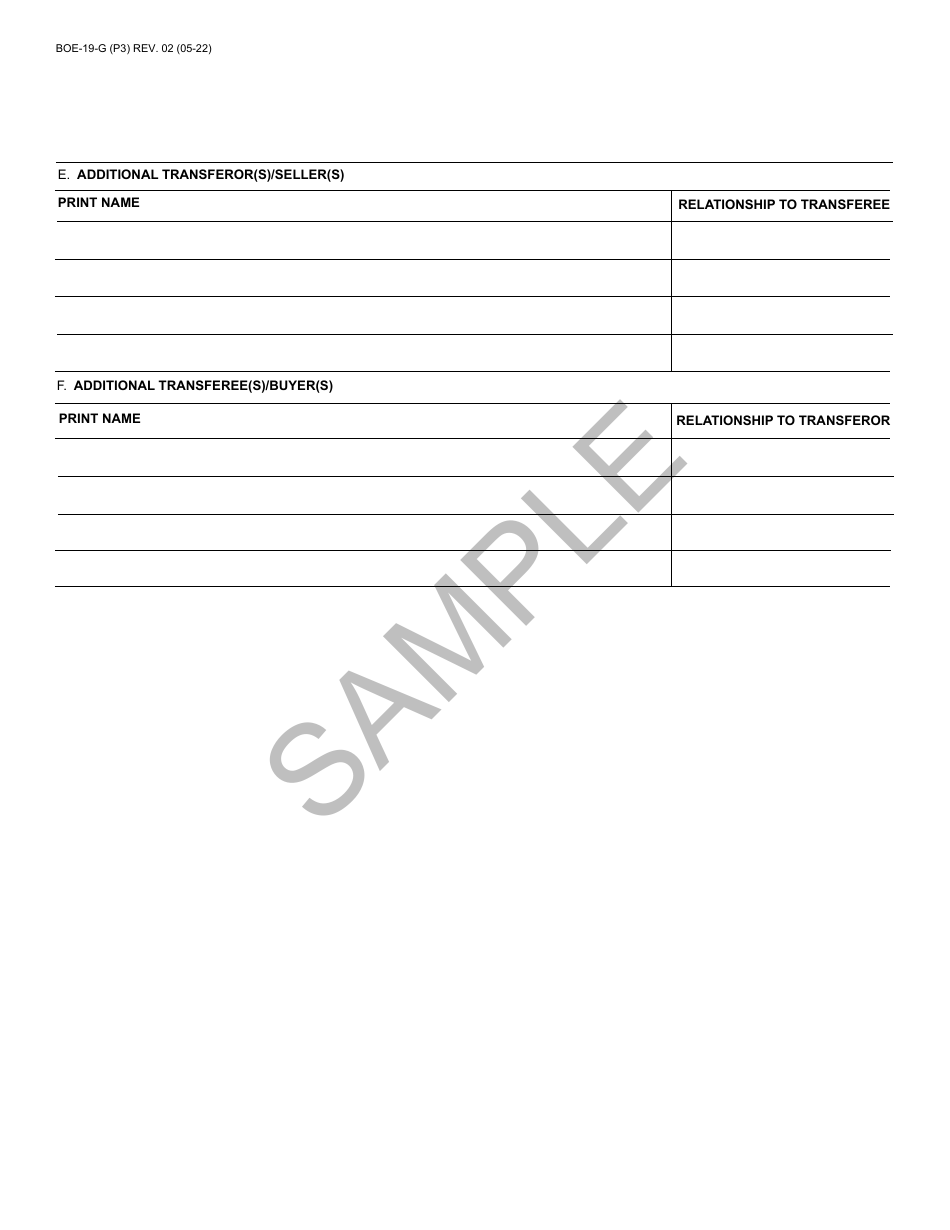 Form BOE-19-G Claim for Reassessment Exclusion for Transfer Between Grandparent and Grandchild Occurring on or After February 16, 2021 - Sample - California, Page 3