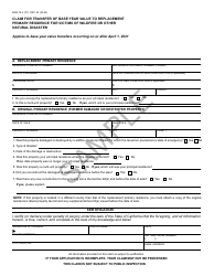 Document preview: Form BOE-19-V Claim for Transfer of Base Year Value to Replacement Primary Residence for Victims of Wildfire or Other Natural Disaster - Sample - California