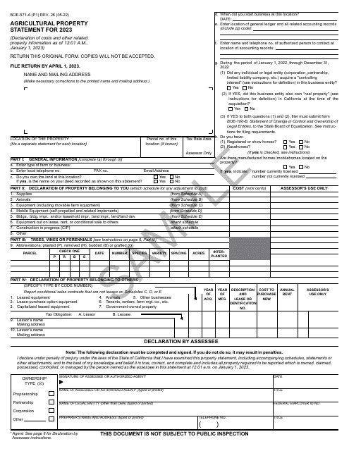 Form BOE-571-A 2023 Printable Pdf