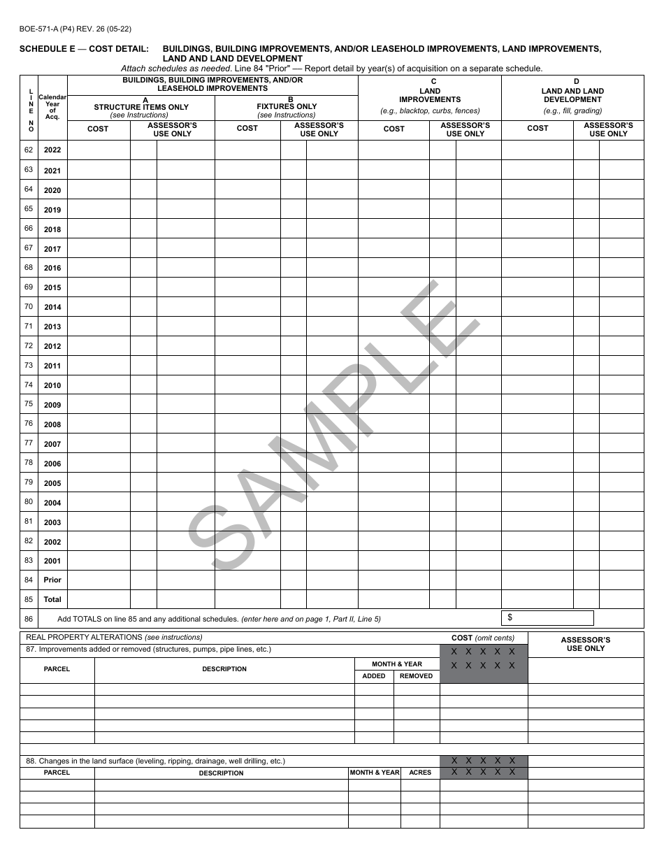 Form BOE-571-A Agricultural Property Statement - Sample - California, Page 4