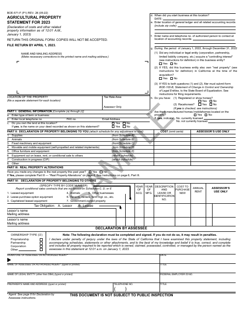 Form BOE-571-F 2023 Printable Pdf