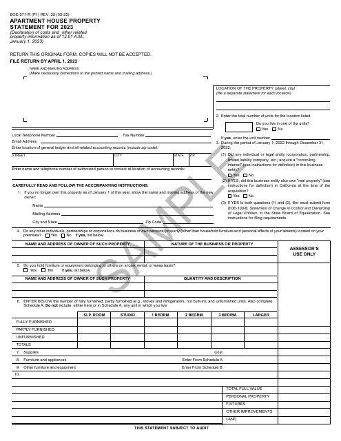 Form BOE-571-R 2023 Printable Pdf