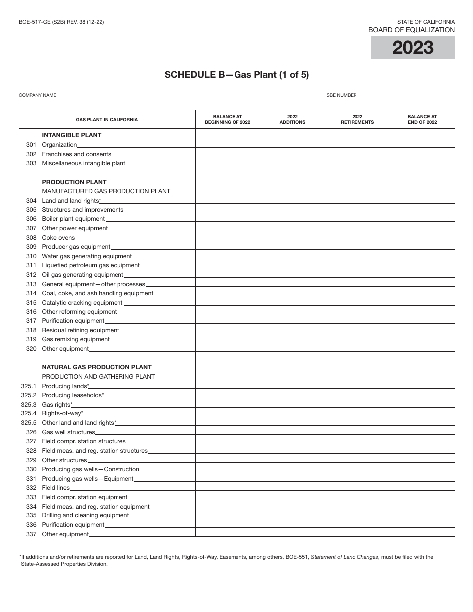 Form BOE-517-GE Property Statement - Gas and / or Electric Companies - California, Page 4