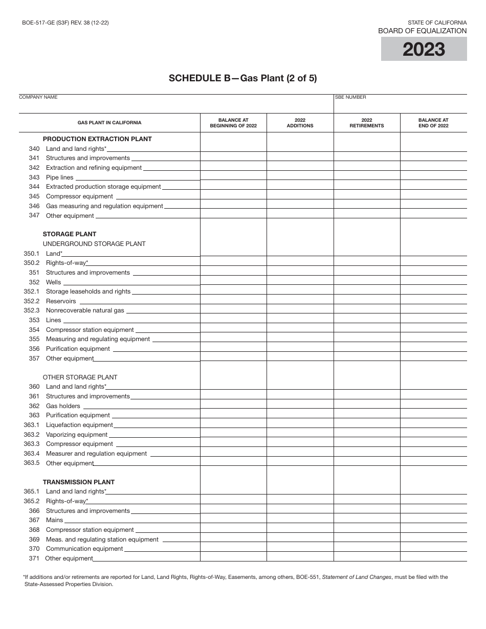 Form BOE-517-GE Property Statement - Gas and / or Electric Companies - California, Page 5