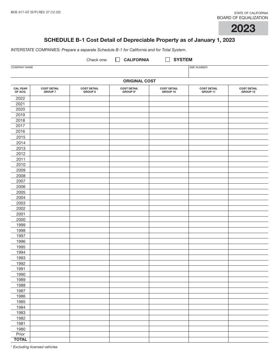 Form BOE-517-GT Property Statement - Gas Transmission Companies - California, Page 13