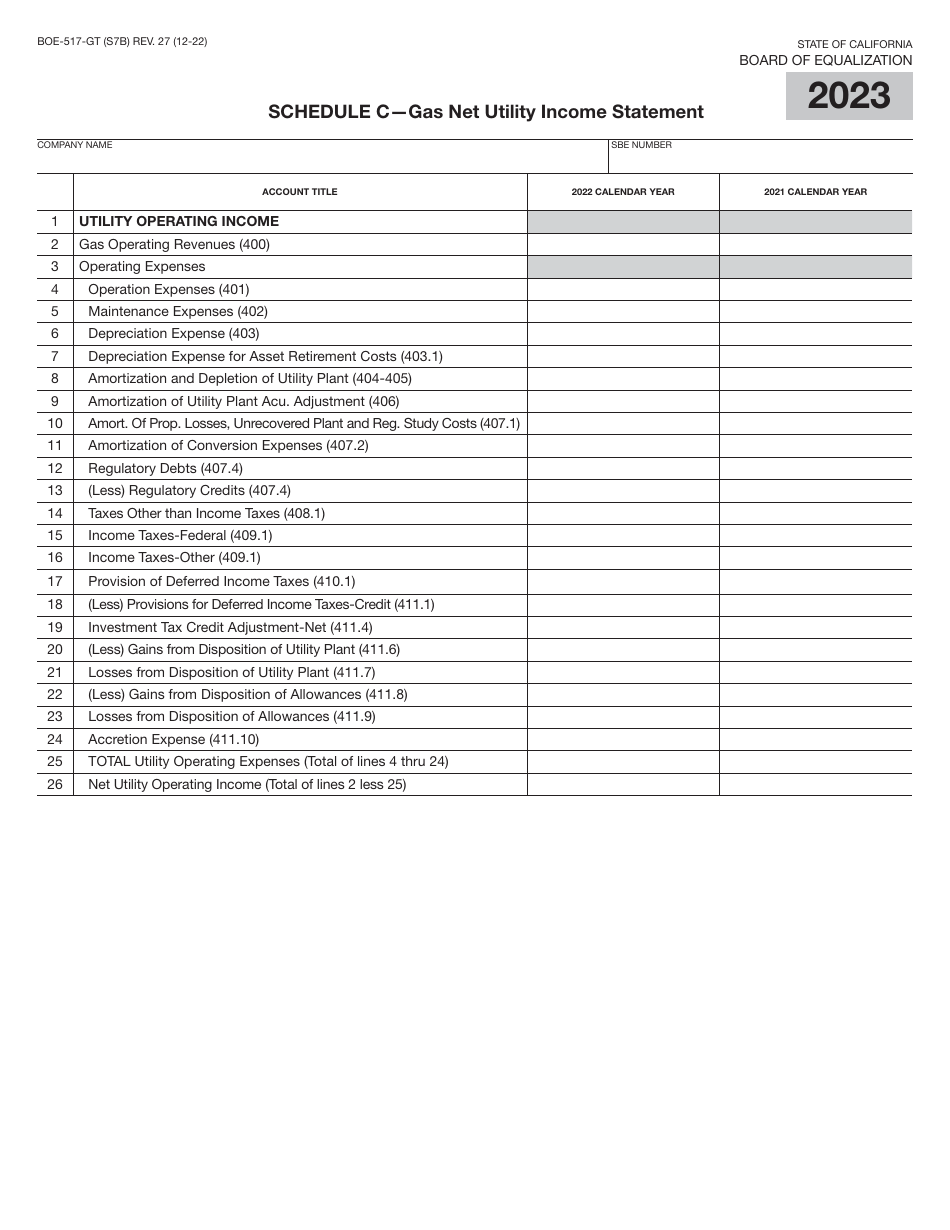 Form BOE-517-GT Property Statement - Gas Transmission Companies - California, Page 14