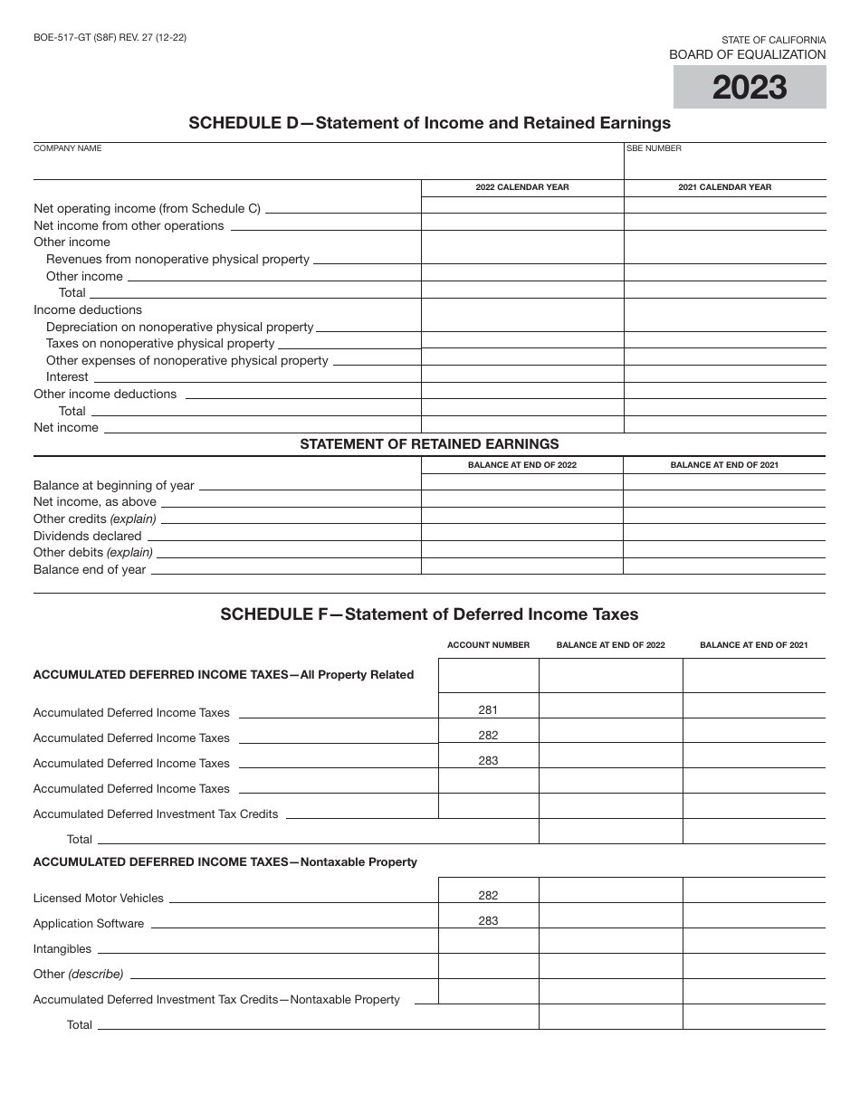 Form BOE-517-GT Property Statement - Gas Transmission Companies - California, Page 15