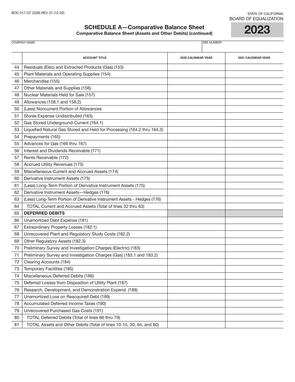 Form BOE-517-GT Property Statement - Gas Transmission Companies - California, Page 4