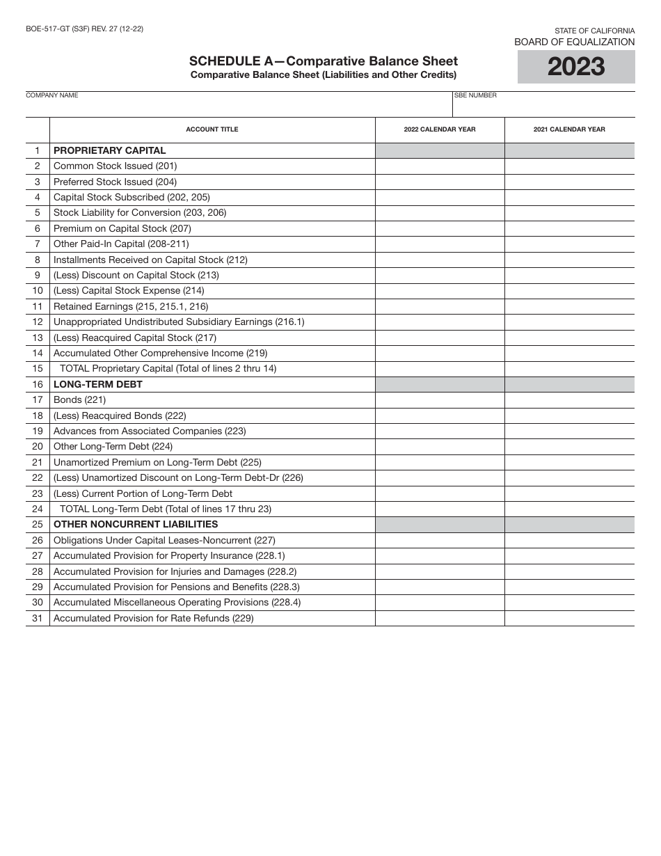 Form BOE-517-GT Property Statement - Gas Transmission Companies - California, Page 5