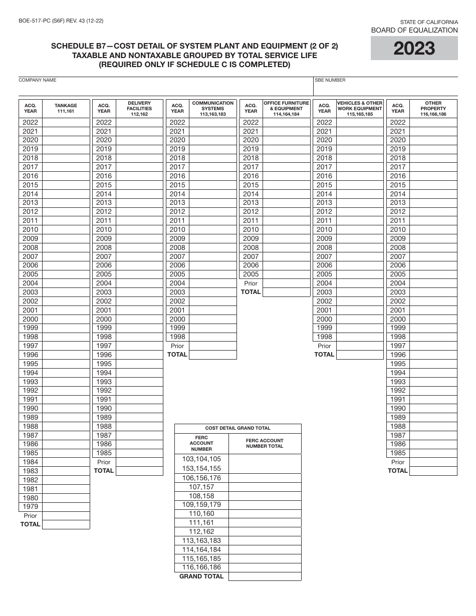 Form BOE-517-PC Property Statement - Intercounty Pipelines - Common Carrier Pipelines - California, Page 11