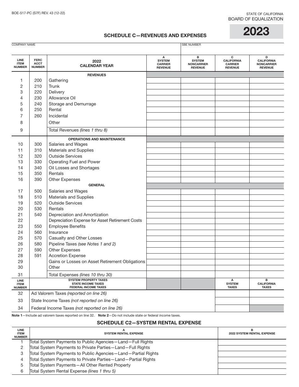 Form BOE-517-PC Property Statement - Intercounty Pipelines - Common Carrier Pipelines - California, Page 13