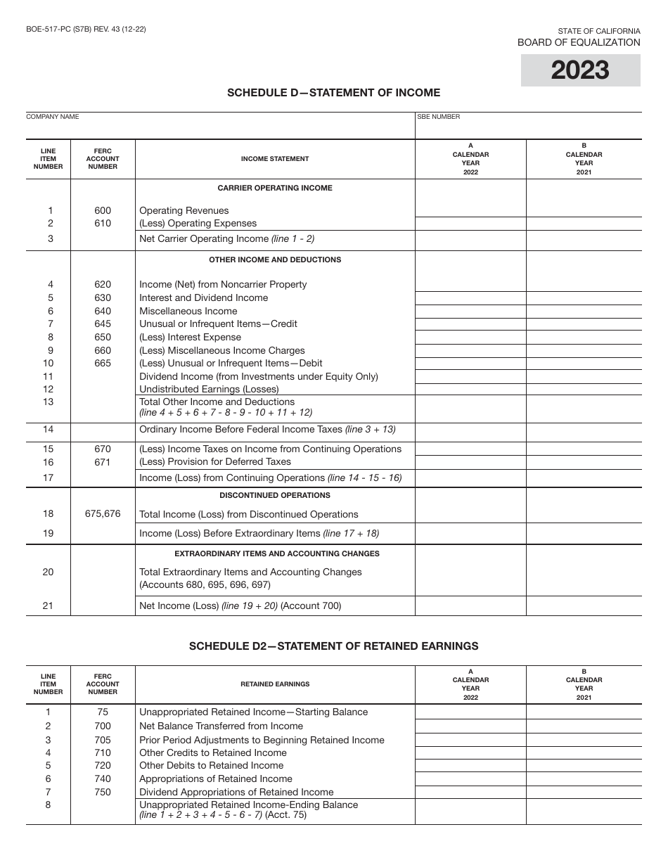 Form BOE-517-PC Property Statement - Intercounty Pipelines - Common Carrier Pipelines - California, Page 14