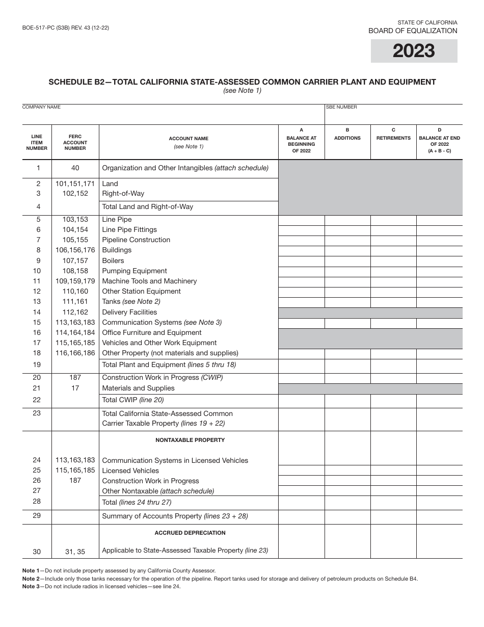 Form BOE-517-PC Property Statement - Intercounty Pipelines - Common Carrier Pipelines - California, Page 6
