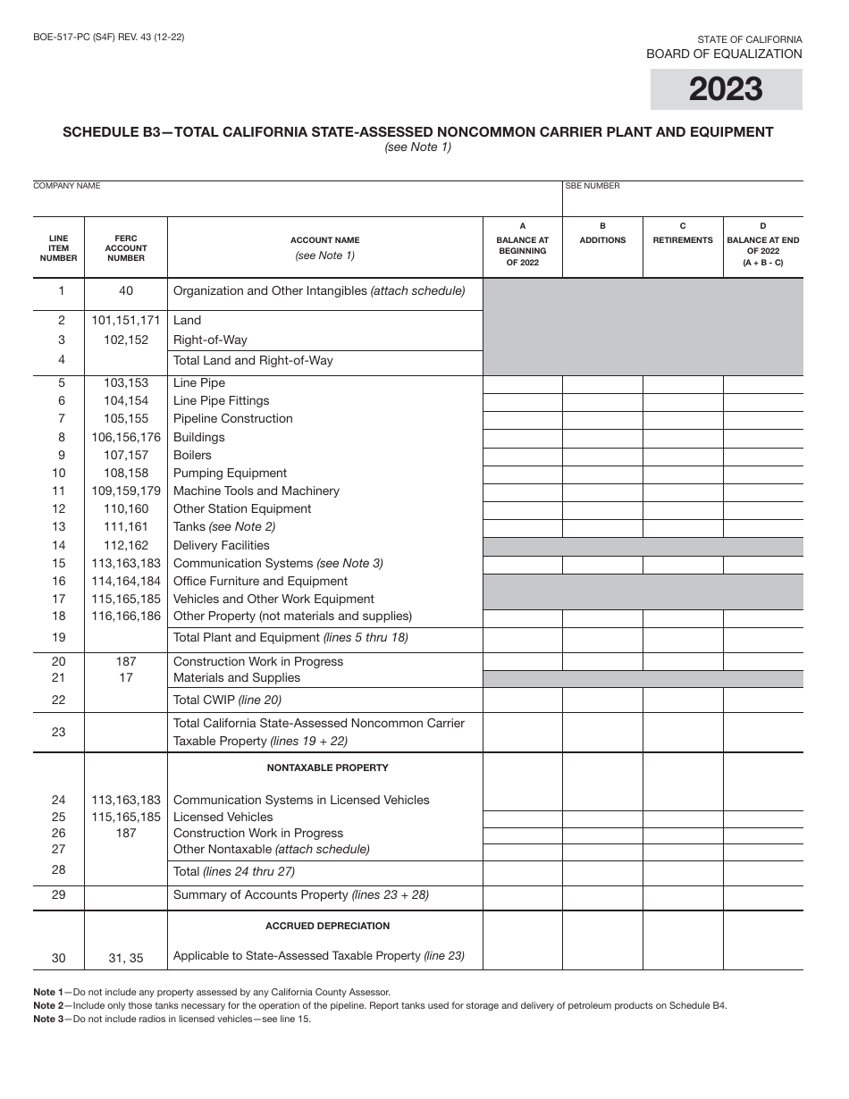Form BOE-517-PC Property Statement - Intercounty Pipelines - Common Carrier Pipelines - California, Page 7