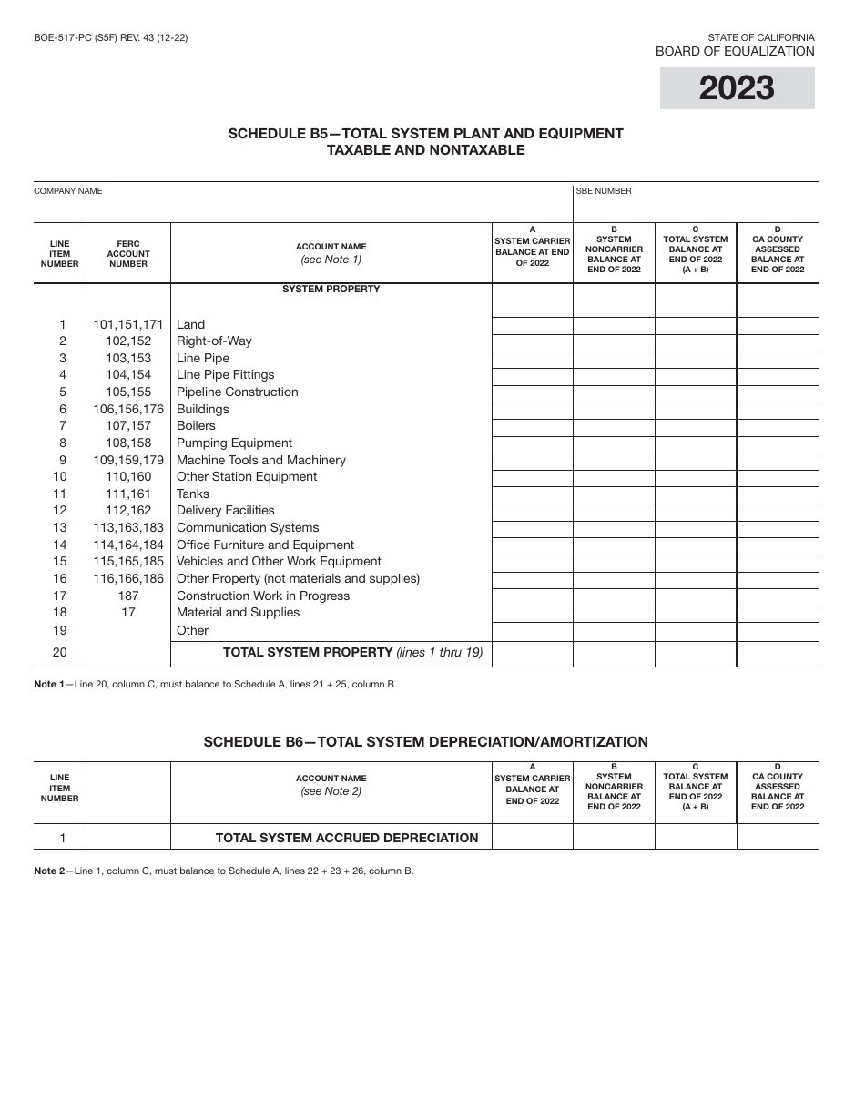 Form BOE-517-PC Property Statement - Intercounty Pipelines - Common Carrier Pipelines - California, Page 9