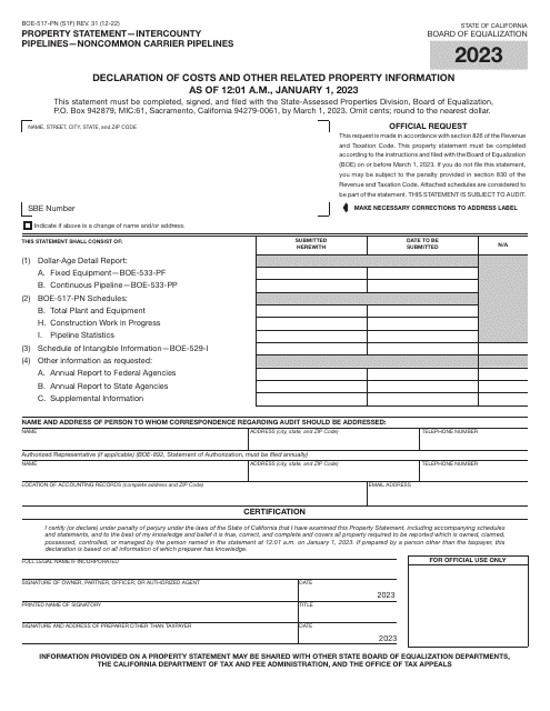 Form BOE-517-PN 2023 Printable Pdf