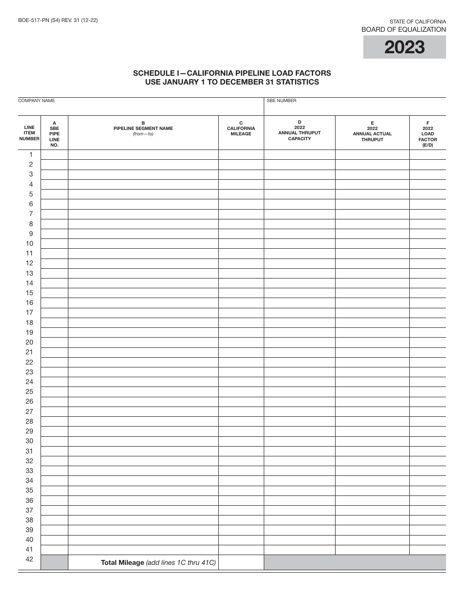 Form BOE-517-PN Property Statement - Intercounty Pipelines - Noncommon Carrier Pipelines - California, Page 7