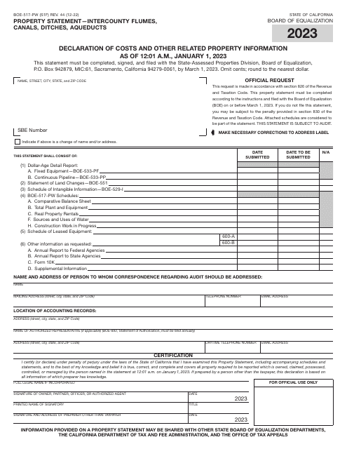 Form BOE-517-PW 2023 Printable Pdf