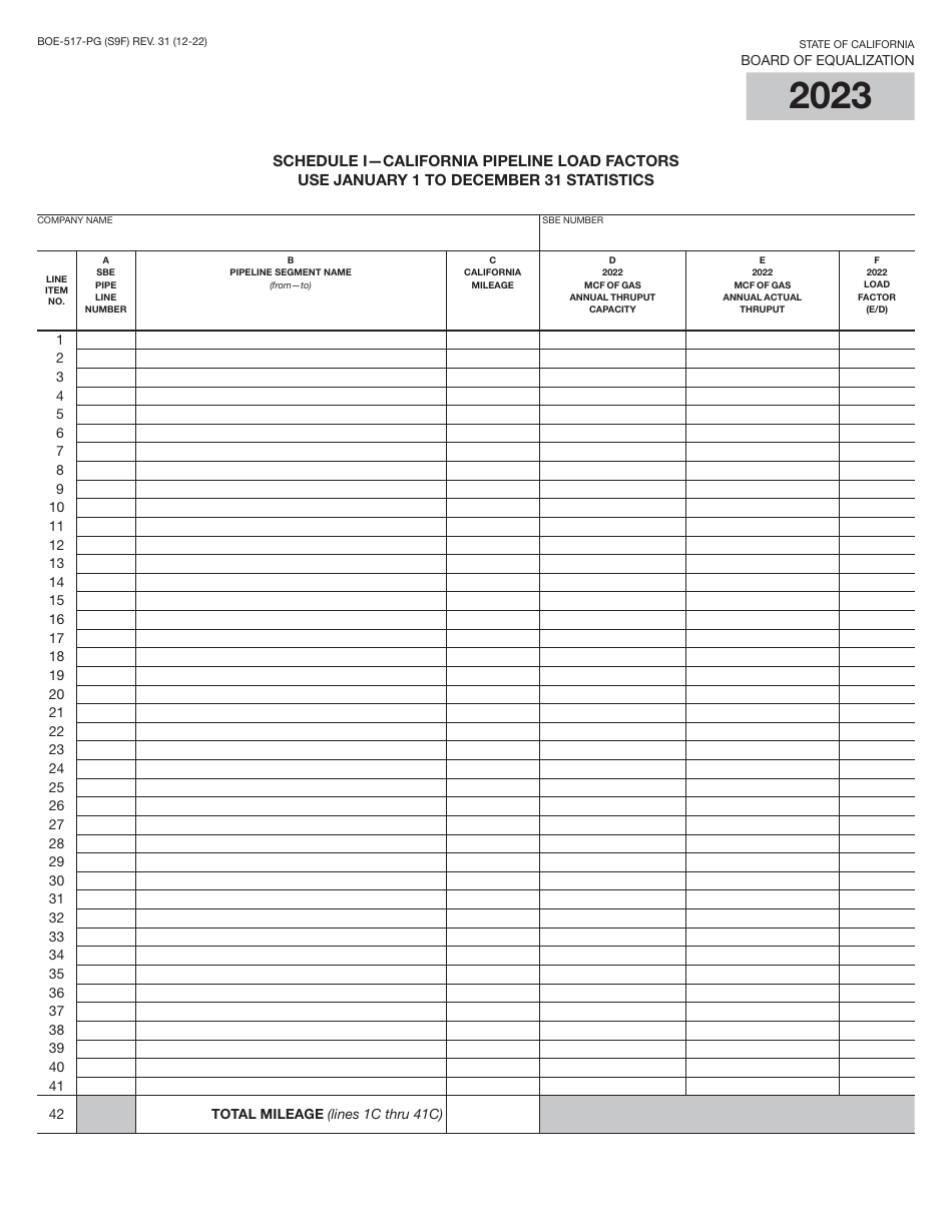 Form BOE-517-PG Property Statement - Intercounty Pipelines - Natural Gas Pipelines - California, Page 17