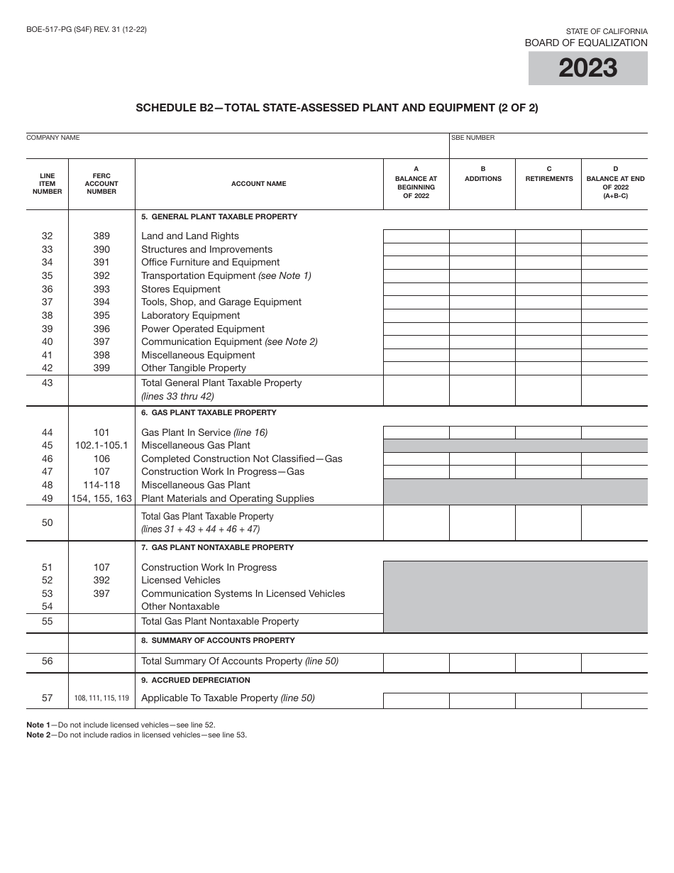 Form BOE-517-PG Property Statement - Intercounty Pipelines - Natural Gas Pipelines - California, Page 7