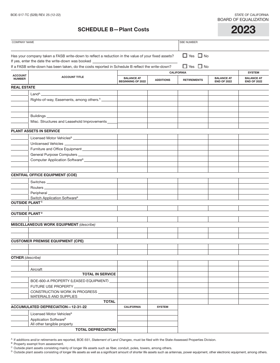 Form BOE-517-TC Property Statement - Telecommunications Carriers - California, Page 4