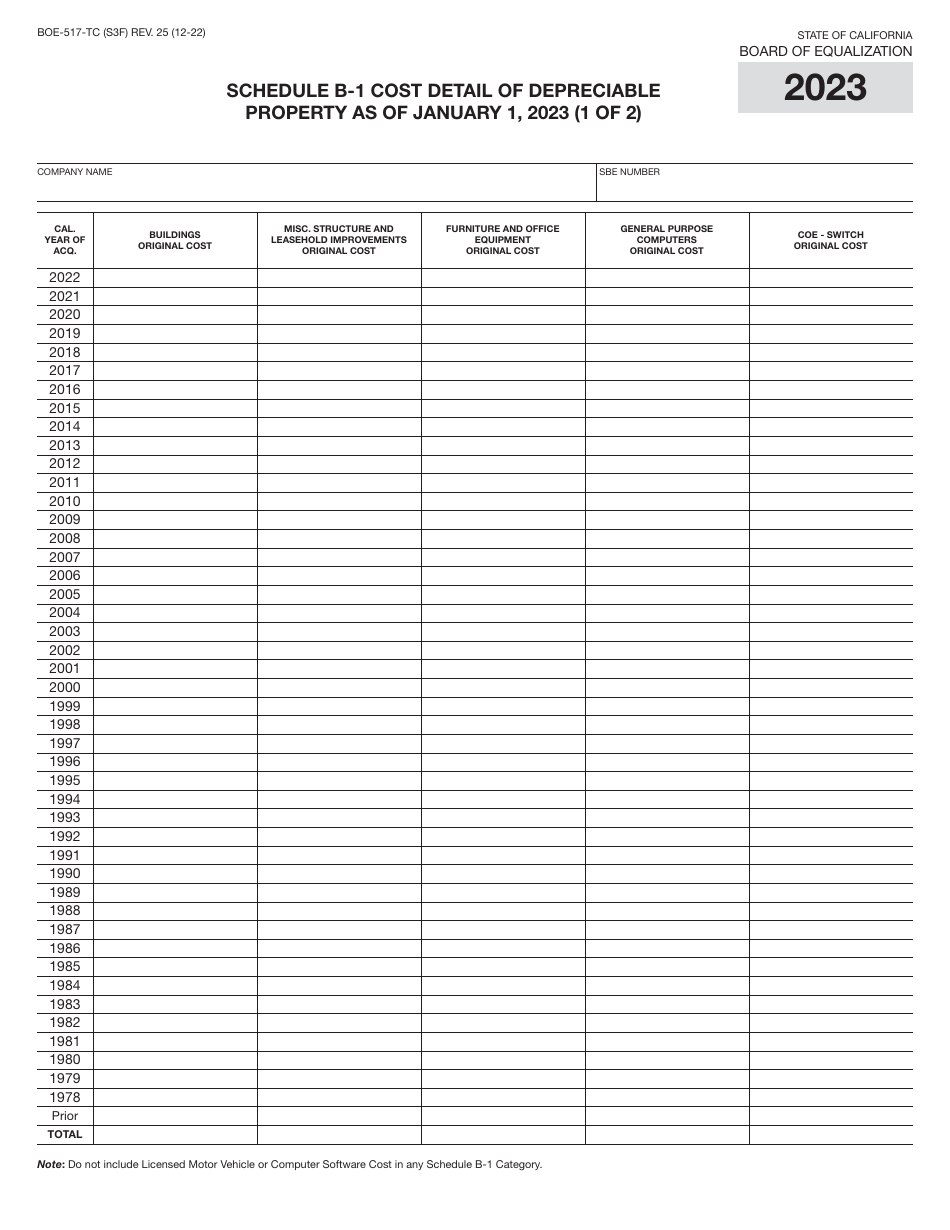 Form BOE-517-TC Property Statement - Telecommunications Carriers - California, Page 5