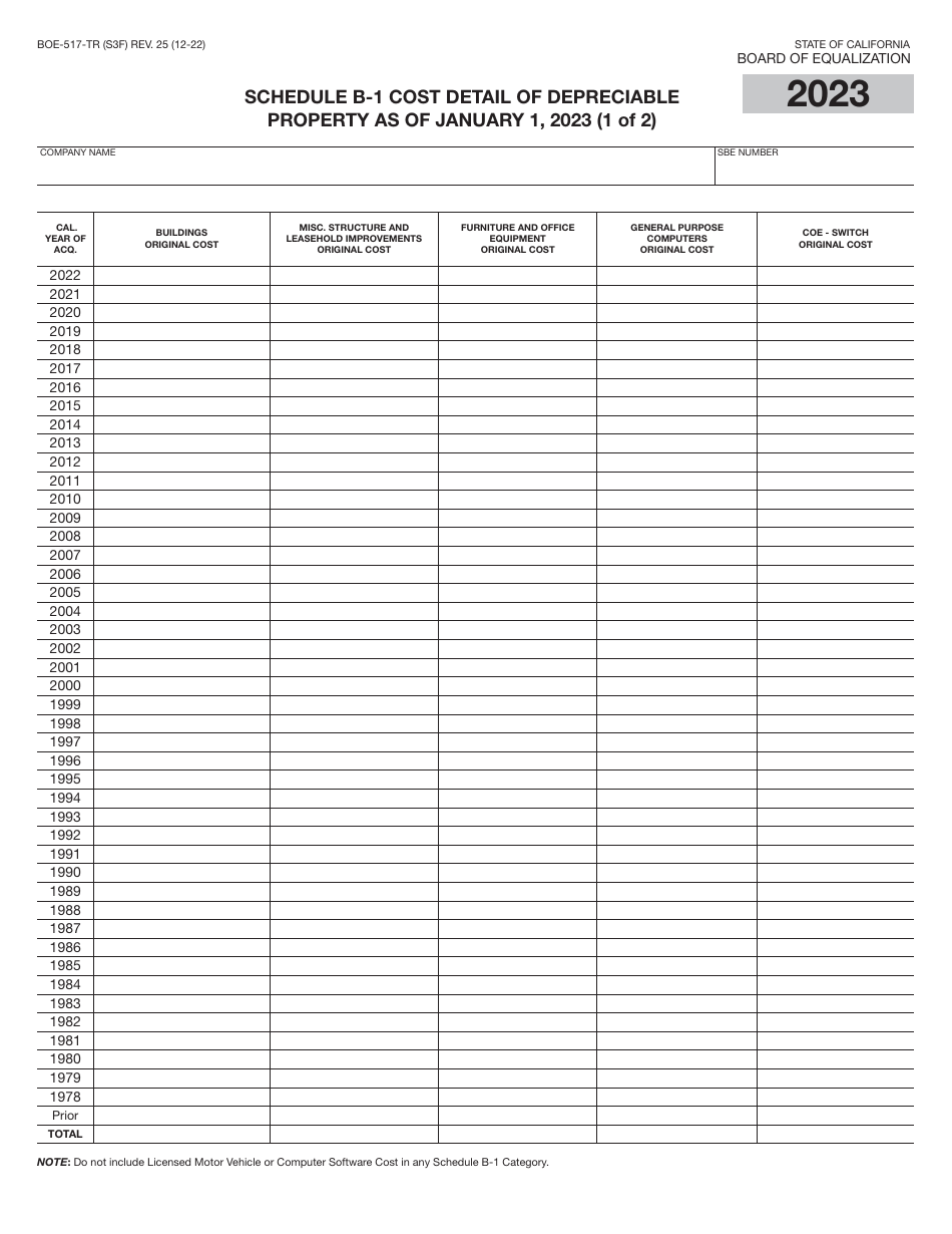 Form BOE-517-TR Property Statement - Telecommunications - Short Form - California, Page 5
