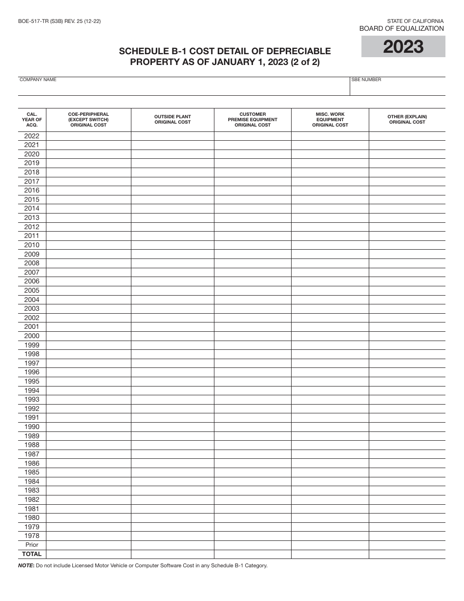 Form BOE-517-TR Property Statement - Telecommunications - Short Form - California, Page 6