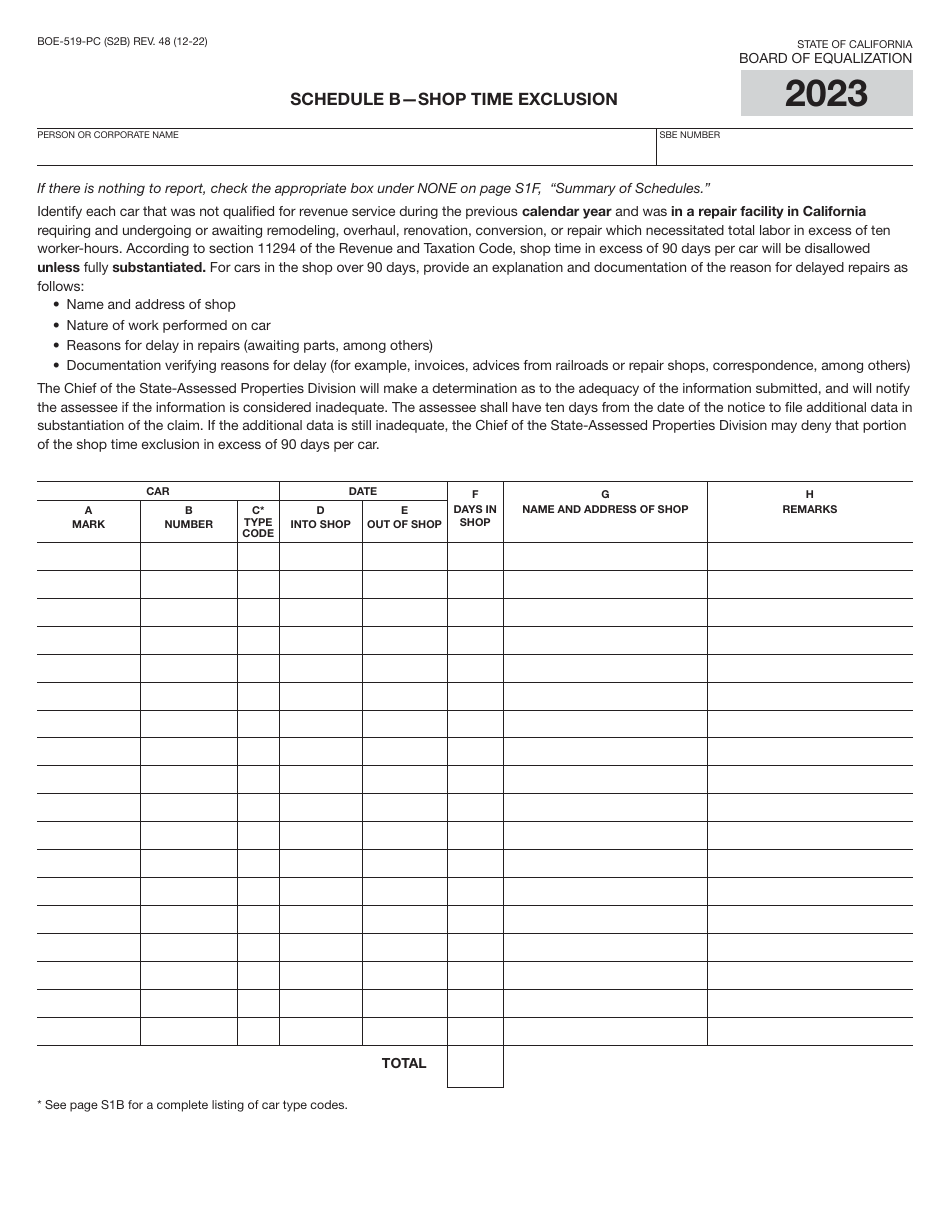 Form BOE-519-PC Annual Report of Private Railroad Cars - California, Page 4